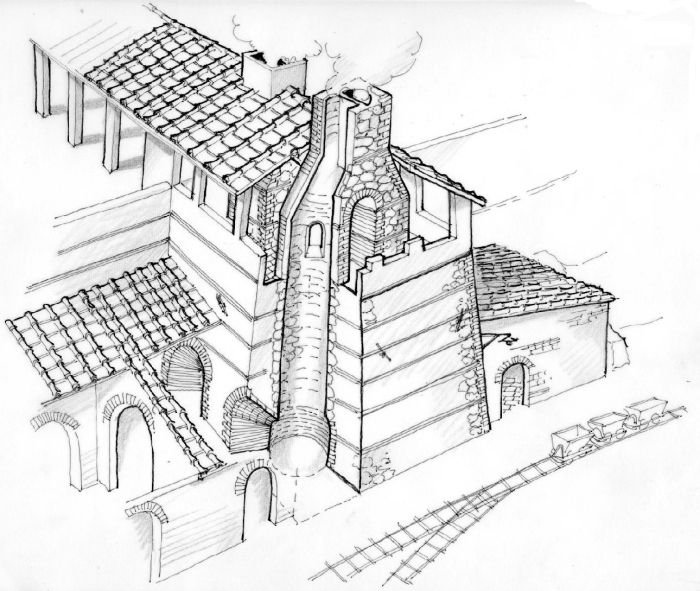 Uno spaccato della fornace - disegno di Luciano Scali